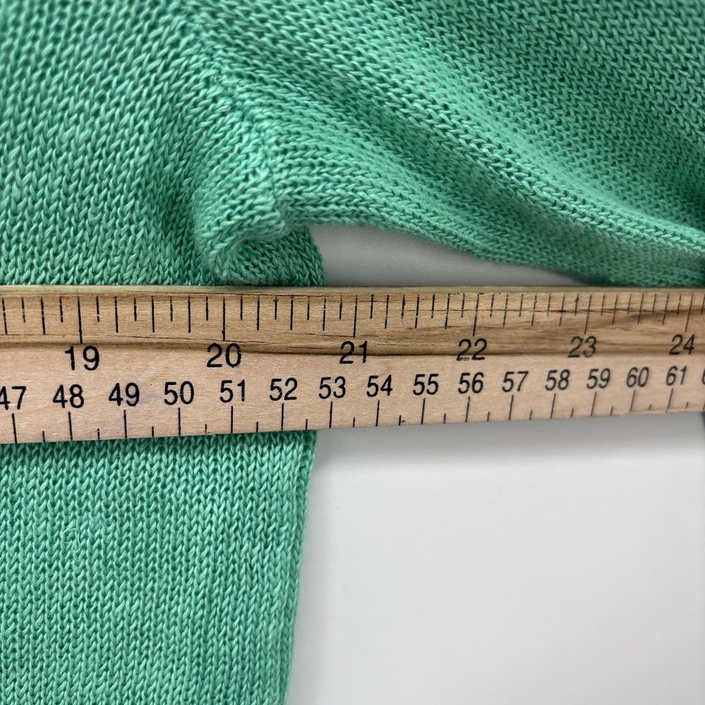 Talbots Sweater Womens M Green Black V Neck 100% Linen Knit Pullover Coastal - Picture 8 of 10